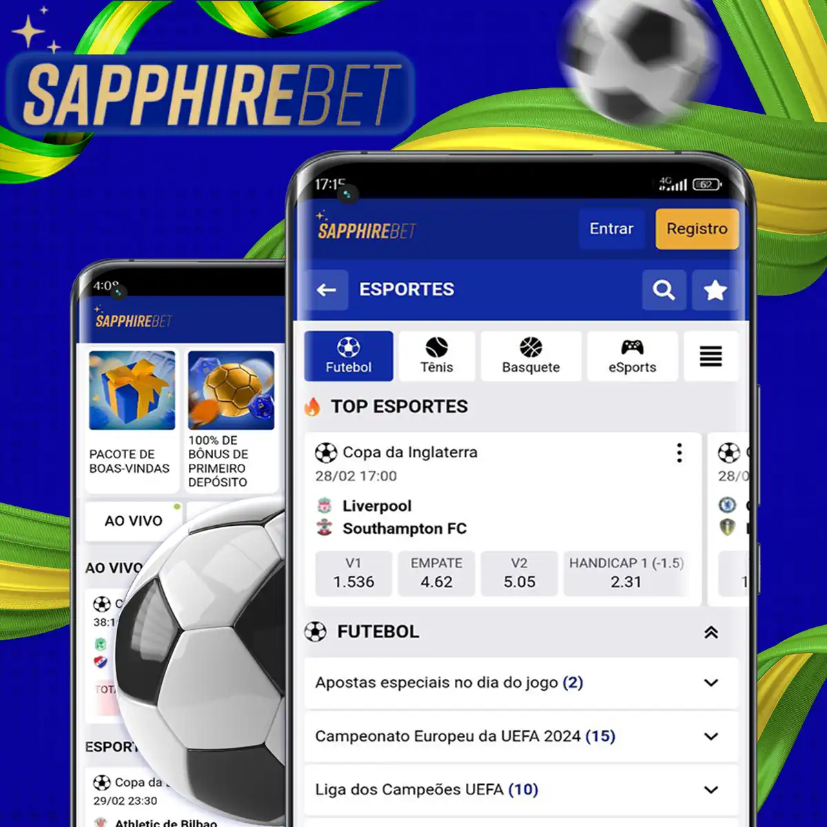 Apostas de futebol on-line com boas chances na casa de apostas Sapphirebet