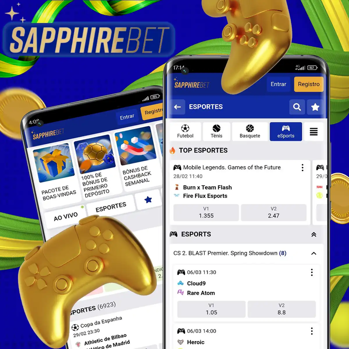 Apostas em eSports on-line com boas chances nas casas de apostas Sapphirebet