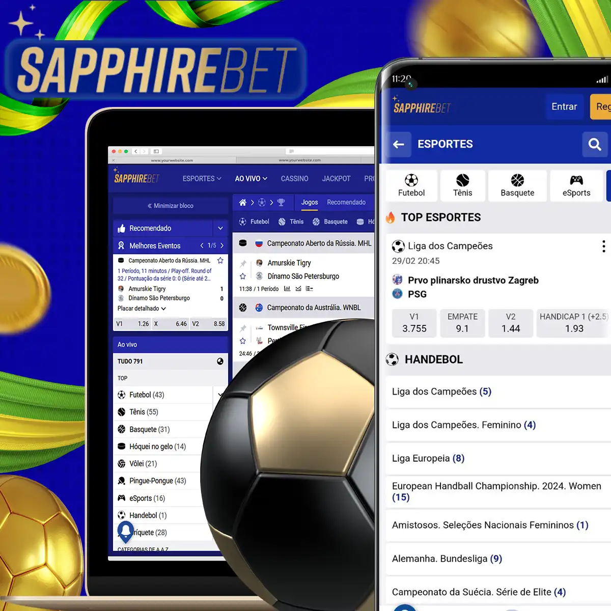 Apostas de handebol on-line com boas chances nas casas de apostas Sapphirebet