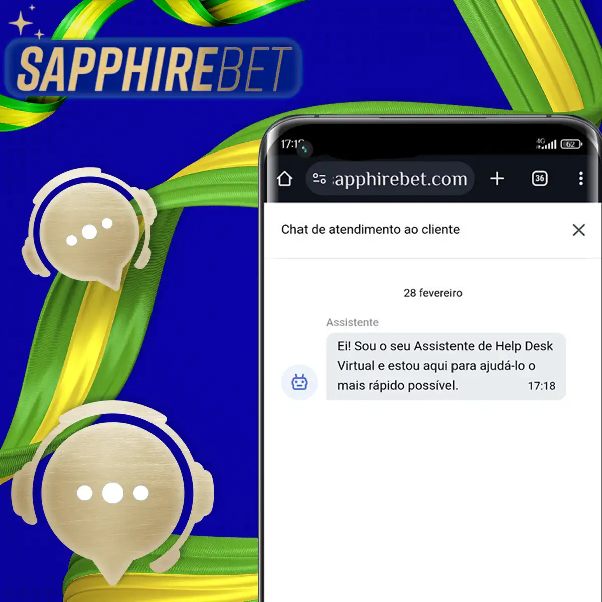 Como funciona a assistência em seu aplicativo móvel Sapphirebet