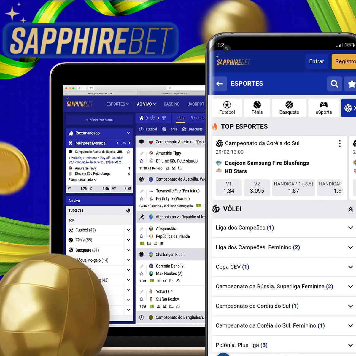Apostas de vôlei on-line com boas chances nas casas de apostas Sapphirebet