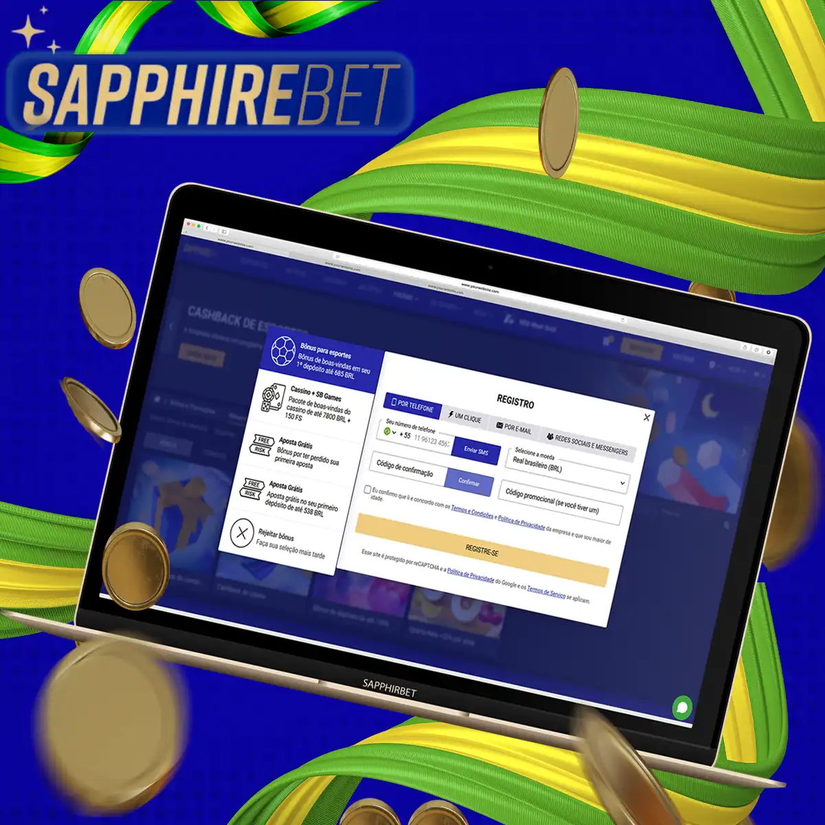 Instruções passo a passo para se registrar na Sapphirebet